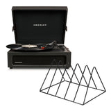 Crosley Voyager Bluetooth Portable Turntable - Black + Gadhouse Vinyl Rack Bundle - Black