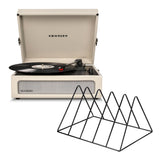Crosley Voyager Bluetooth Portable Turntable - Dune + Gadhouse Vinyl Rack Bundle - Black