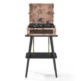 Crosley Voyager Bluetooth Portable Turntable + Entertainment Stand Bundle - Floral