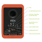 Kanto REN 200W Powered Bookshelf Speakers with HDMI ARC, USB-C, and Bluetooth 5.3 - Matte Orange, Pair