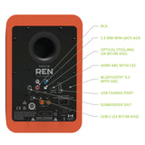 Kanto REN 200W Powered Bookshelf Speakers with HDMI ARC, USB-C, and Bluetooth 5.3 - Matte Orange, Pair