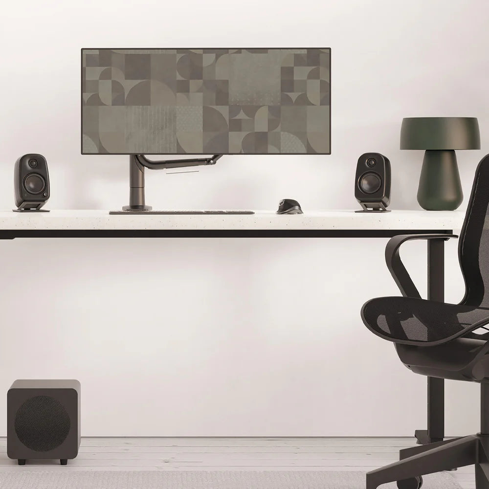 Kanto UKI 100W Desktop Speakers with Bluetooth, USB-C, Headphone out, Onyx (Matte Black), Pair