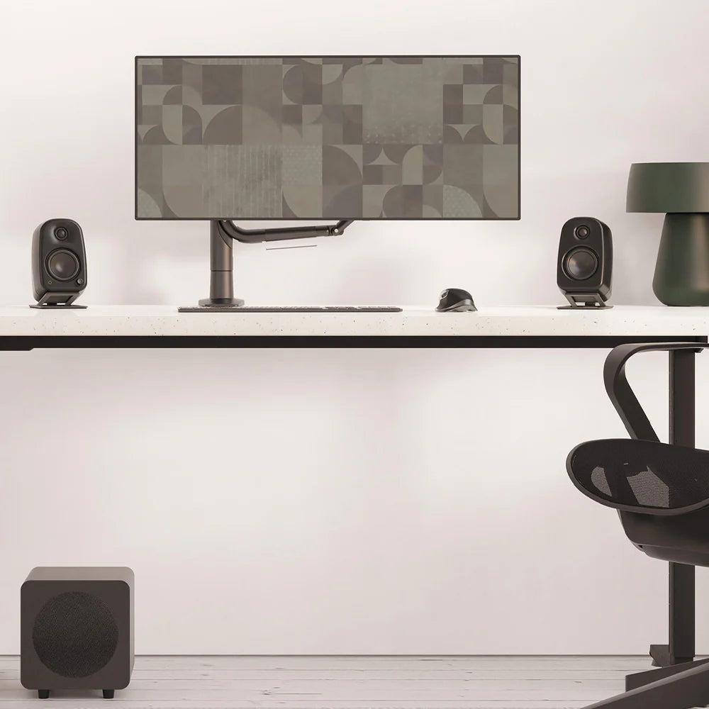 Kanto UKI 100W Desktop Speakers with Bluetooth, USB-C, Headphone out, Onyx (Matte White), Pair