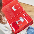Lexon GIFT Set PANTONE - Includes Mino+ Mini Speaker, Flip Classic Clock, Mina M Lamp, Thykho 3  Speaker - 2035 Red