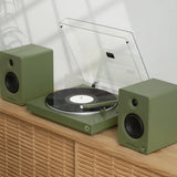 Victrola Automatic Turntable + Victrola Tempo Bookshelf Speakers Bundle - Green