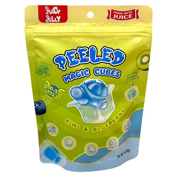 12 Pack x Juicy Jelly Magic Cubes Kiwi & Blueberry 120g