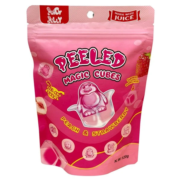 12 Pack x Juicy Jelly Magic Cubes Peach & Strawberry 120g