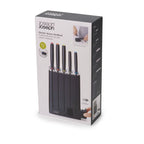 Joseph Joseph Elevate Knives SlimBlock Stainless Steel 5 Piece Kitchen Knife Block Set with ceramic sharpener – Black