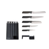 Joseph Joseph Elevate Knives SlimBlock Stainless Steel 5 Piece Kitchen Knife Block Set with ceramic sharpener – Black