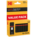 Kodak flash drives packaging with 10-pack on a white background