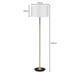 Sarantino Metal Floor Lamp in Brushed Brass Finish Black Linen Shade