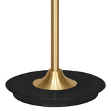Sarantino Metal Floor Lamp in Brushed Brass Finish Black Linen Shade