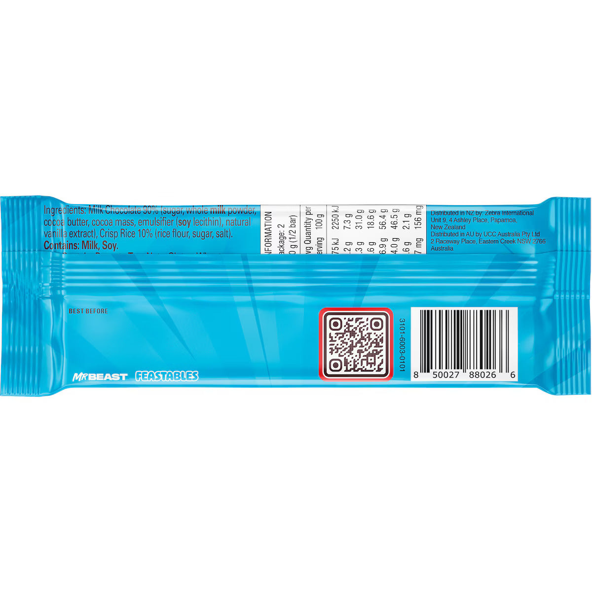 10 Pack x Mr Beast Feastables Milk Chocolate Crunch - 60g