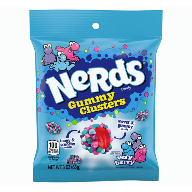 12 x Nerds Gummy Clusters Very Berry Peg Bag 85g