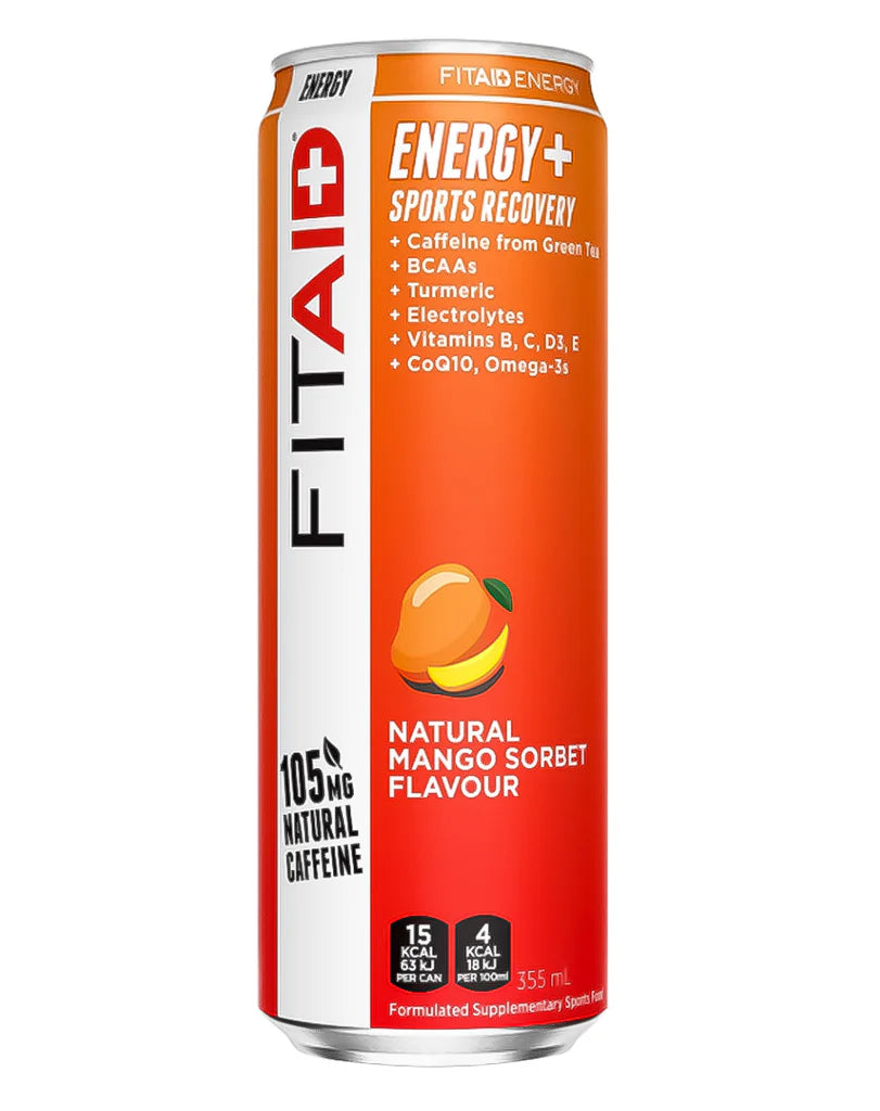 12 Pack x FITAID Energy 355ml - Mango Sorbet