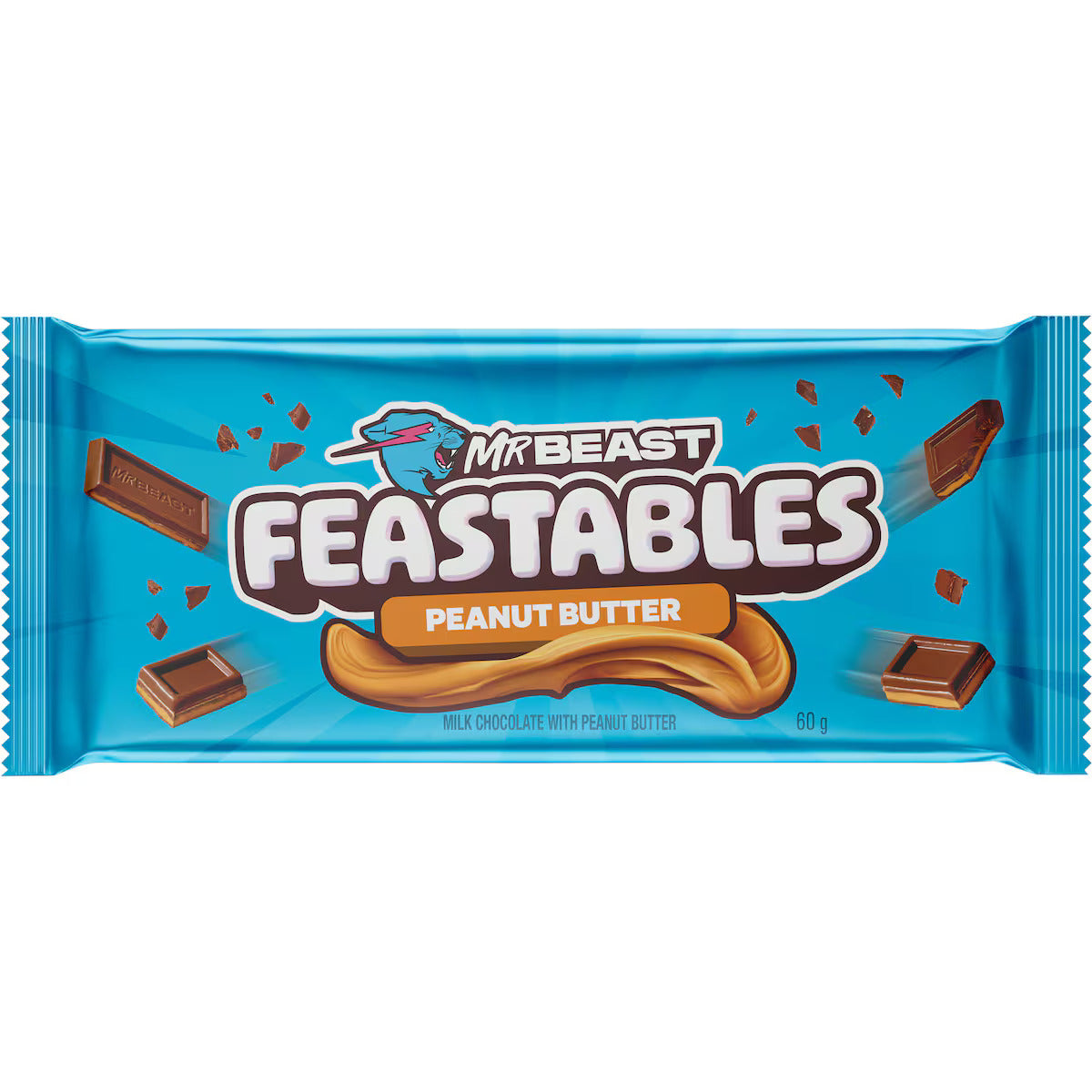 10 Pack x Mr Beast Feastables Chocolate Peanut Butter - 60g