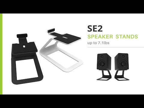 Kanto SE2W Elevated Desktop Speaker Stands for Small Speakers - Pair, White