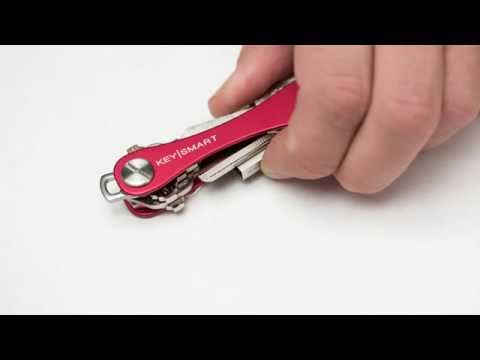 KeySmart Original - Compact Key Holder and Keychain Organiser (Up to 8 Keys) - Red Forged Carbon