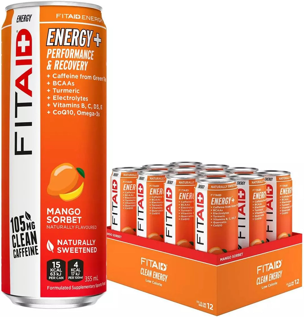 12 Pack x FITAID Energy 355ml - Mango Sorbet