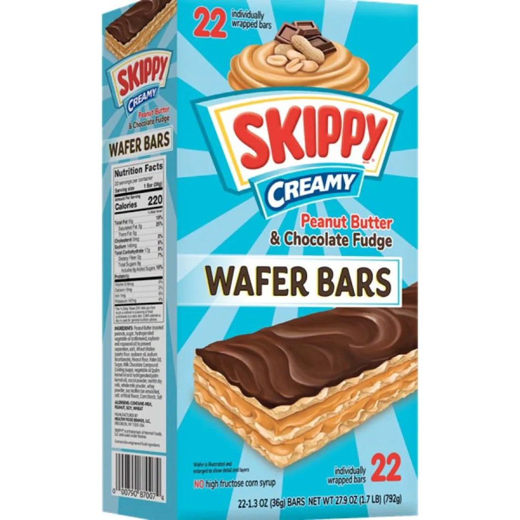 22 Pack x Skippy Creamy Peanut Butter & Chocolate Fudge Wafer Bars - 36g
