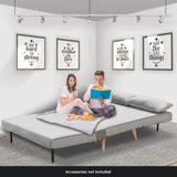 Sarantino 2-Seater Adjustable Sofa Bed Lounge Faux Velvet - Light Grey