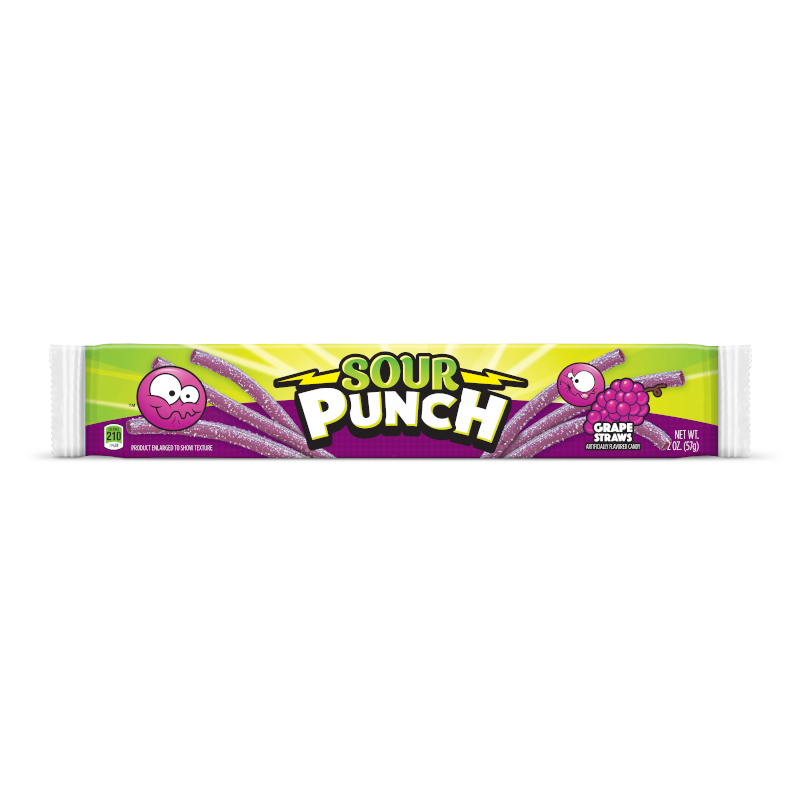 24 x Sour Punch Grape Straws 57g