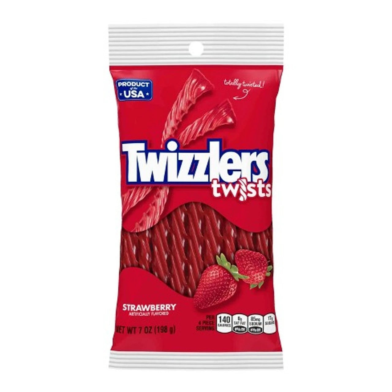 12 x Twizzlers Strawberry Twists Peg Bag 198g