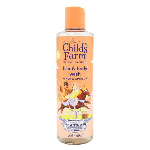 3 x Childs Farm Hair & Body Wash Sensitive Skin Experts Peach & Apricot 250mL