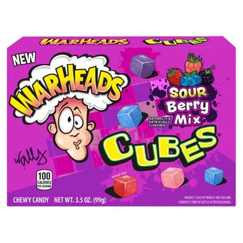 12 x Warheads Sour Berry Mix Cubes Theatre Box 99g