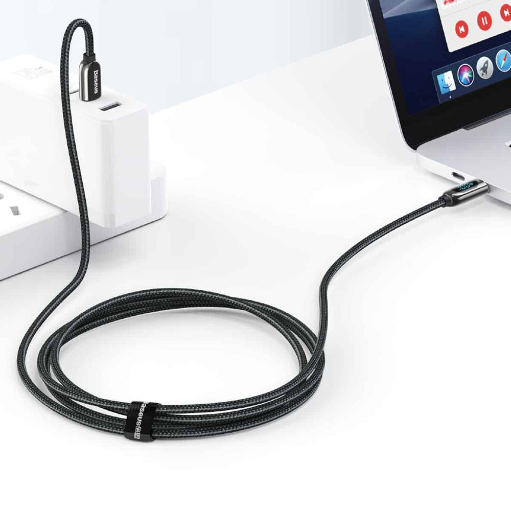 Baseus LED Display Type-C to Type-C Fast Charging Data Cable 100W 1m - Black
