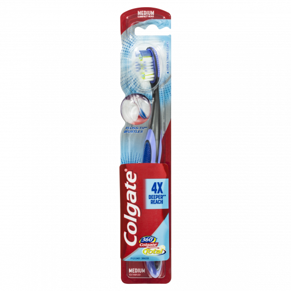 8 Pack x Colgate 360° Total Floss Tip Bristles Toothbrush - Soft