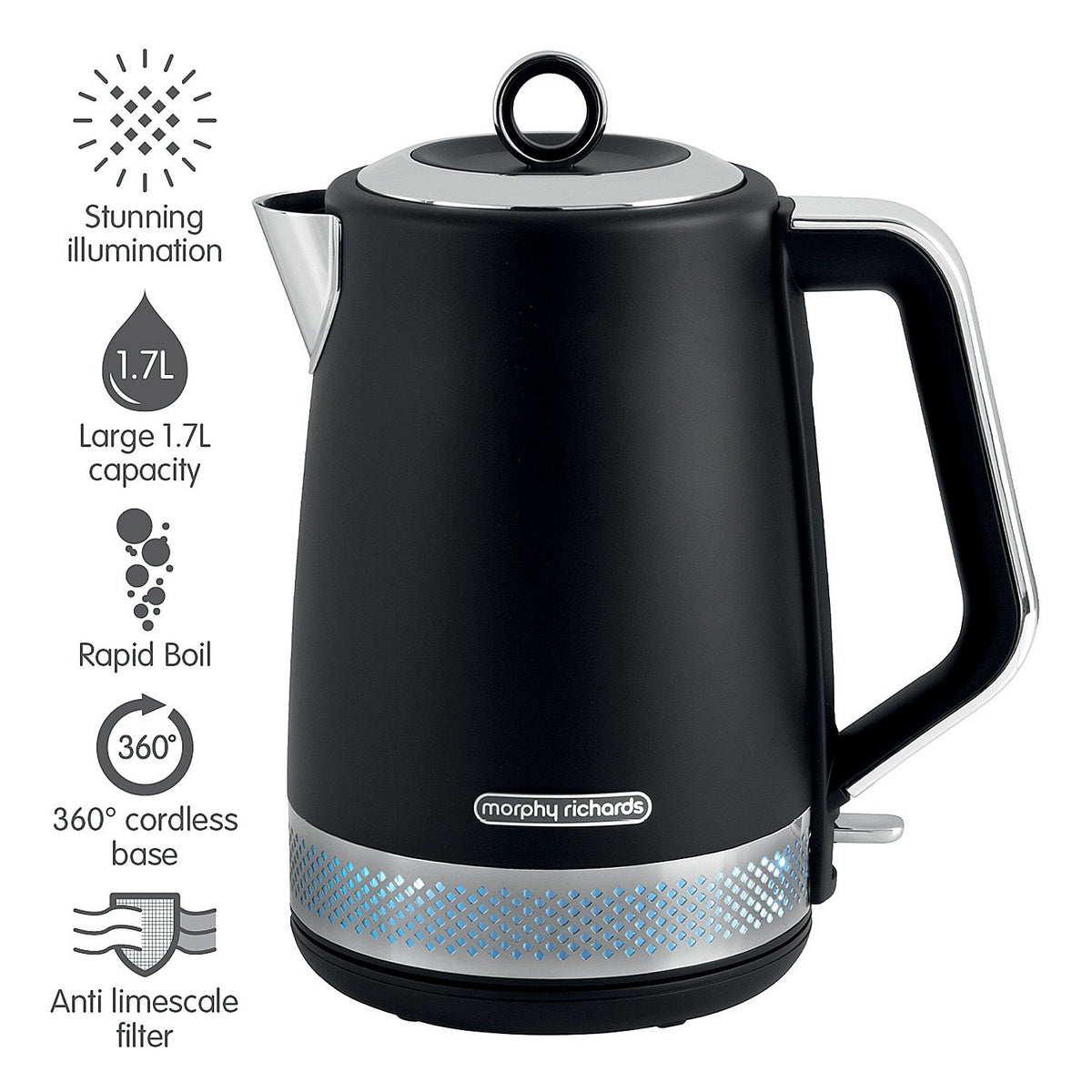 Morphy Richards 1.7L Illumination Jug Kettle - Black