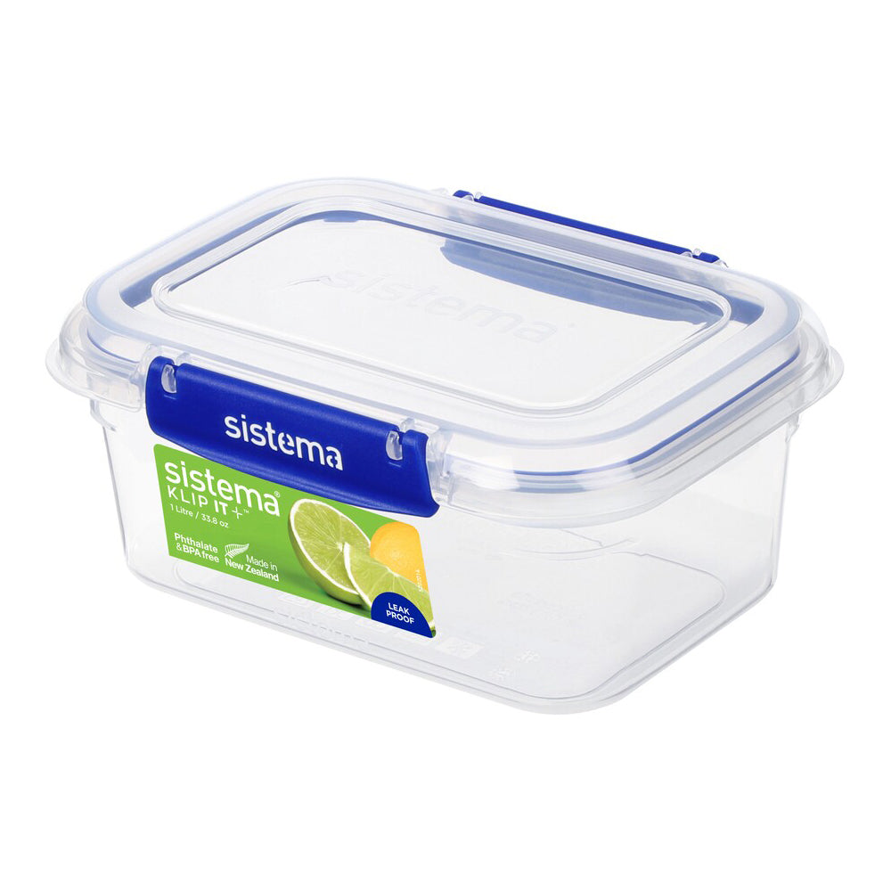 3 x Sistema Klip It Rectangular Food Storage Container - 1L