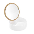 Boxsweden Bano Round Jewellery Organiser Box with Mirror Top - 14x14x5cm