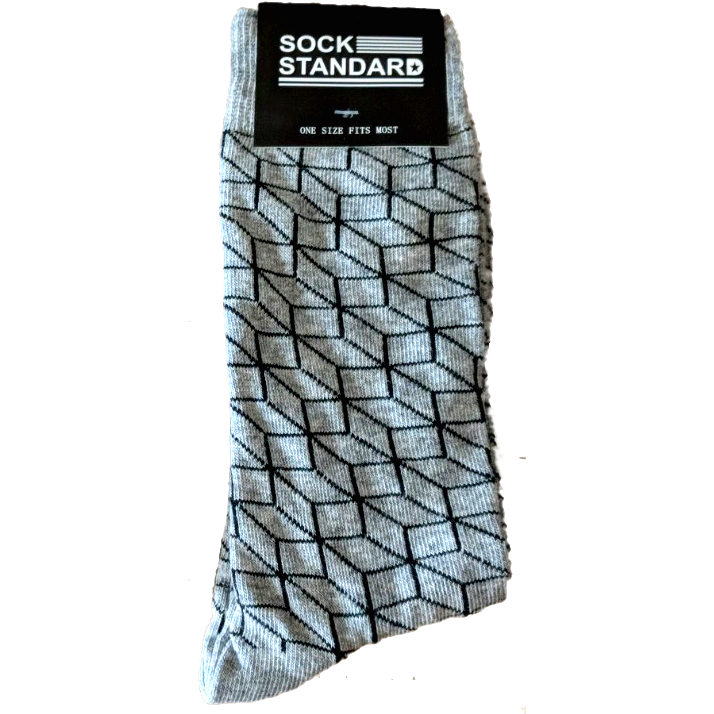 Sock Standard - Grey Cubes