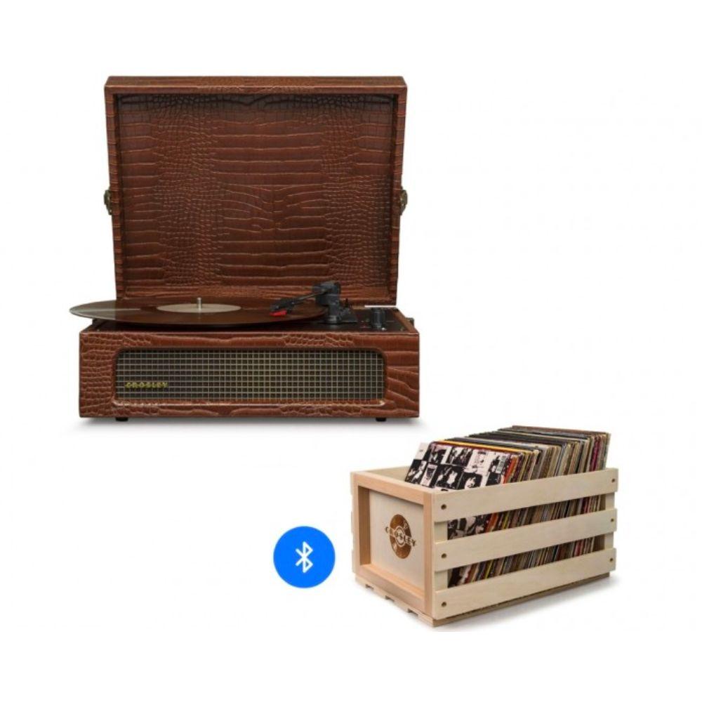 Crosley Voyager Bluetooth Portable Turntable + Free Record Storage Crate