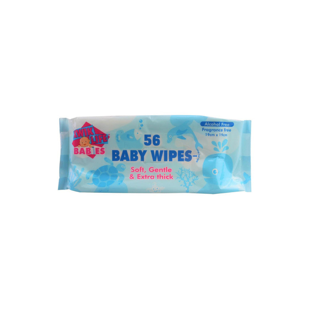 2 Pack x Kwik Life Baby Wipes Soft, Gentle & Extra Thick, Fragrance Free 56pc