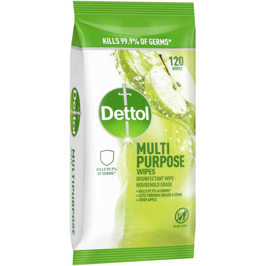 4 Pack x Dettol Multipurpose Wipes Crisp Apple 120pc