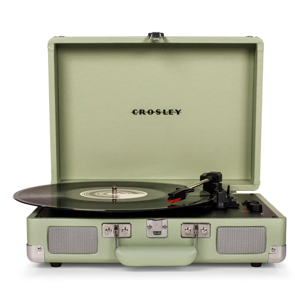 Crosley Cruiser Deluxe Vintage 3-Speed Portable Turntable + Free Record Storage Crate