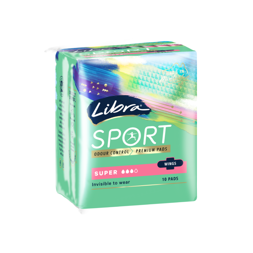 Libra Invisible Sport Pads Super With Wings - 10 Pack