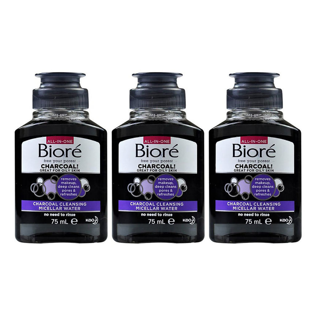 3 Pack x Bioré Charcoal Cleansing Micellar Water 75mL