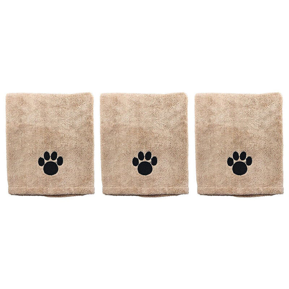 3 Pack x Paws & Claws Microfiber Pet Drying Towel