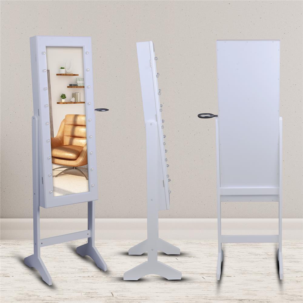LED Hollywood Style Jewellery Mirror Standing Cabinet