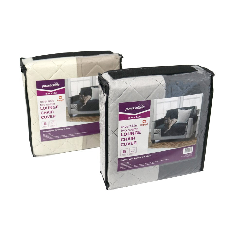Paws & Claws Reversible 2 Seater Lounge Chair Cover - 2.24 x 1.9cm
