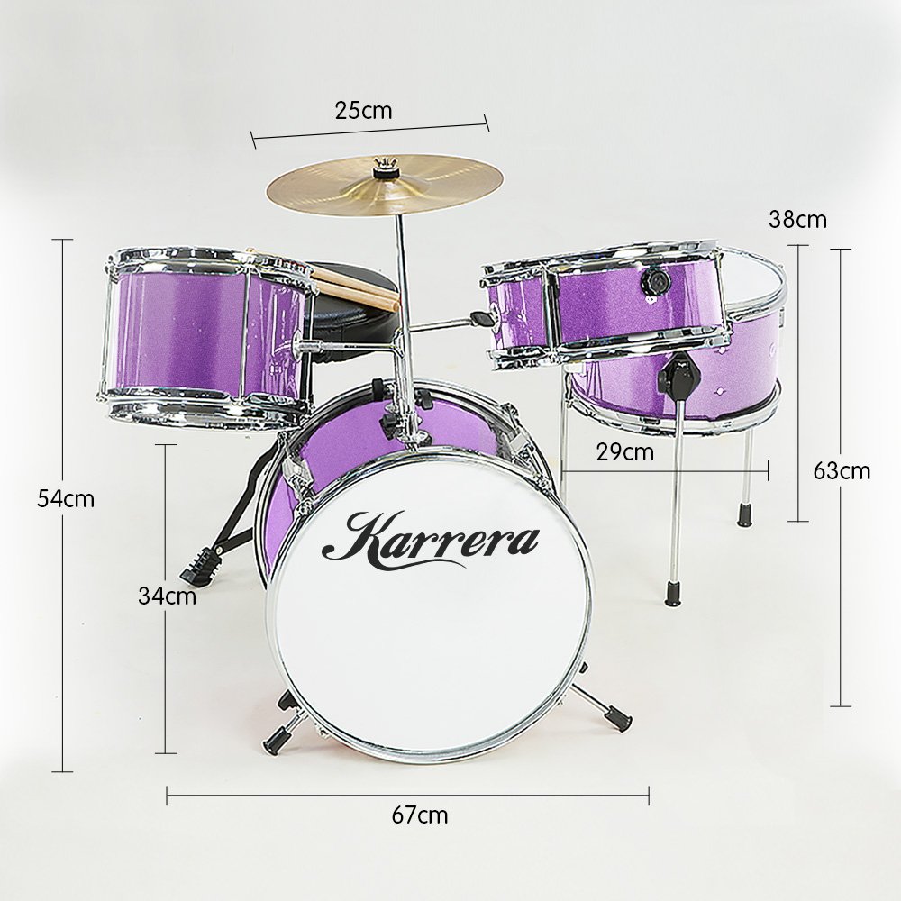 Karrera Childrens 4pc Drum Kit - Purple