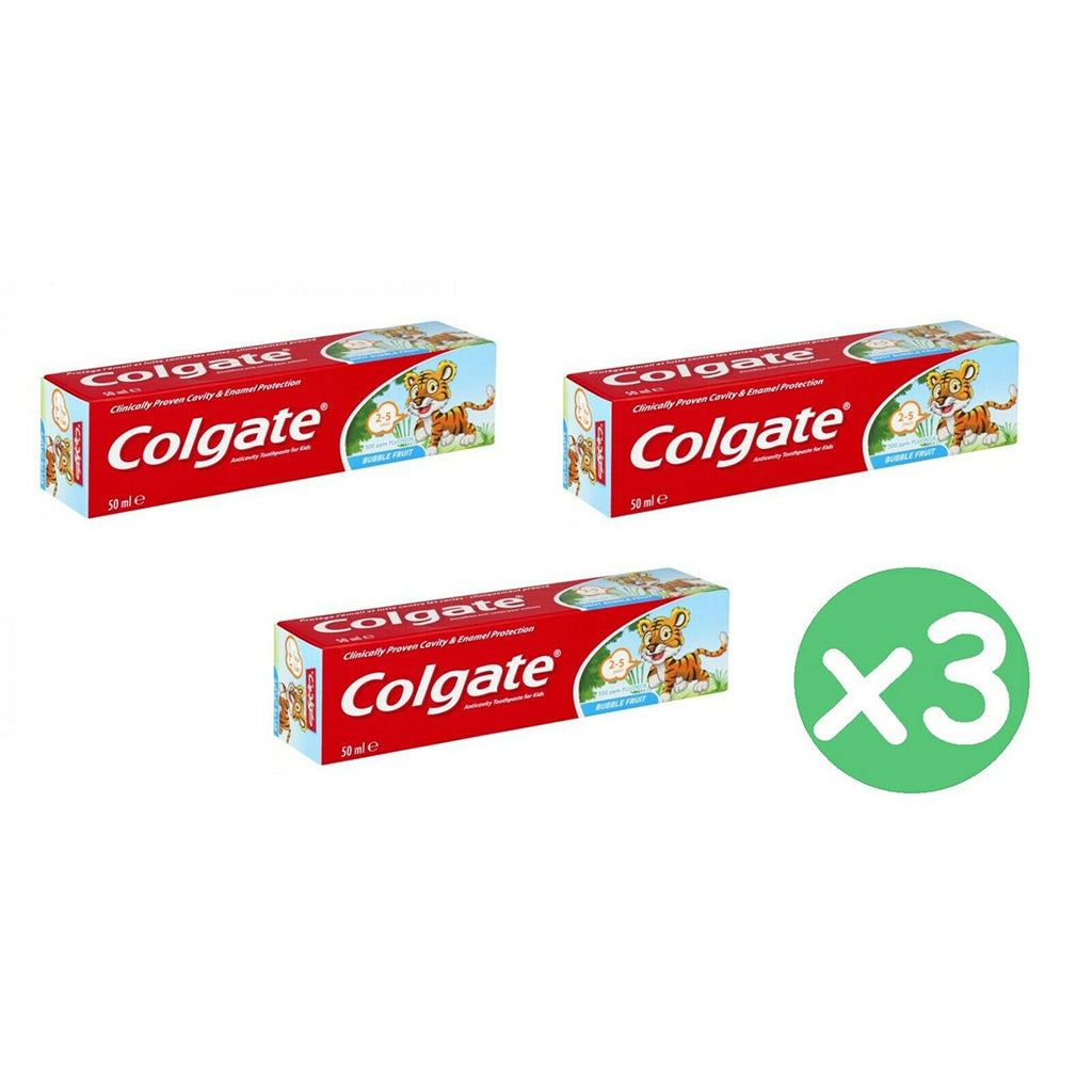 3 x Colgate Kids Toothpaste 2-5 Years Bubble Fruit 50mL