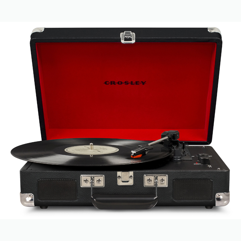 Crosley Cruiser Deluxe Vintage 3-Speed Portable Turntable + Free Record Storage Crate