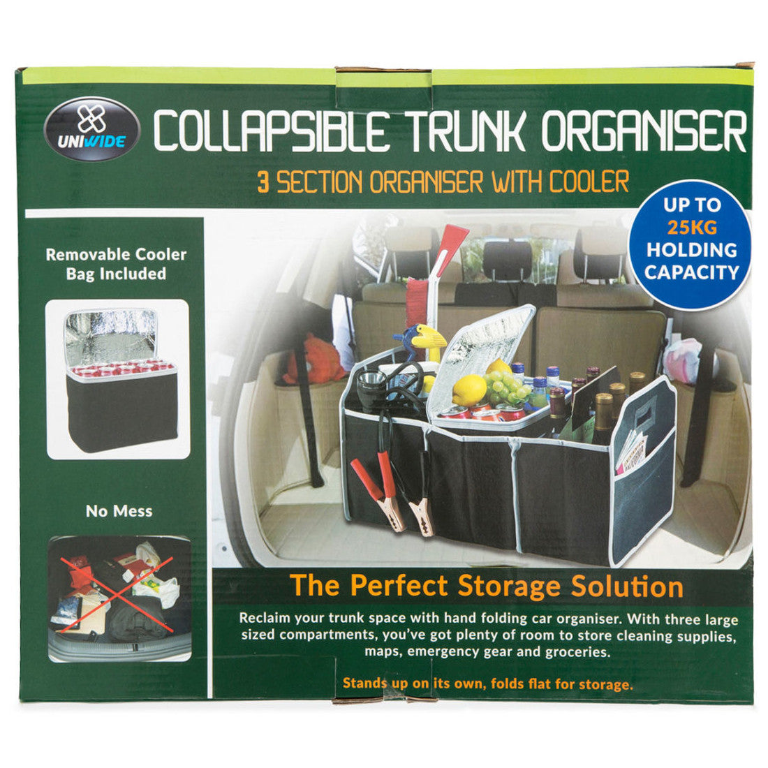 Collapsible Trunk Organiser 3 Section Organiser With Cooler