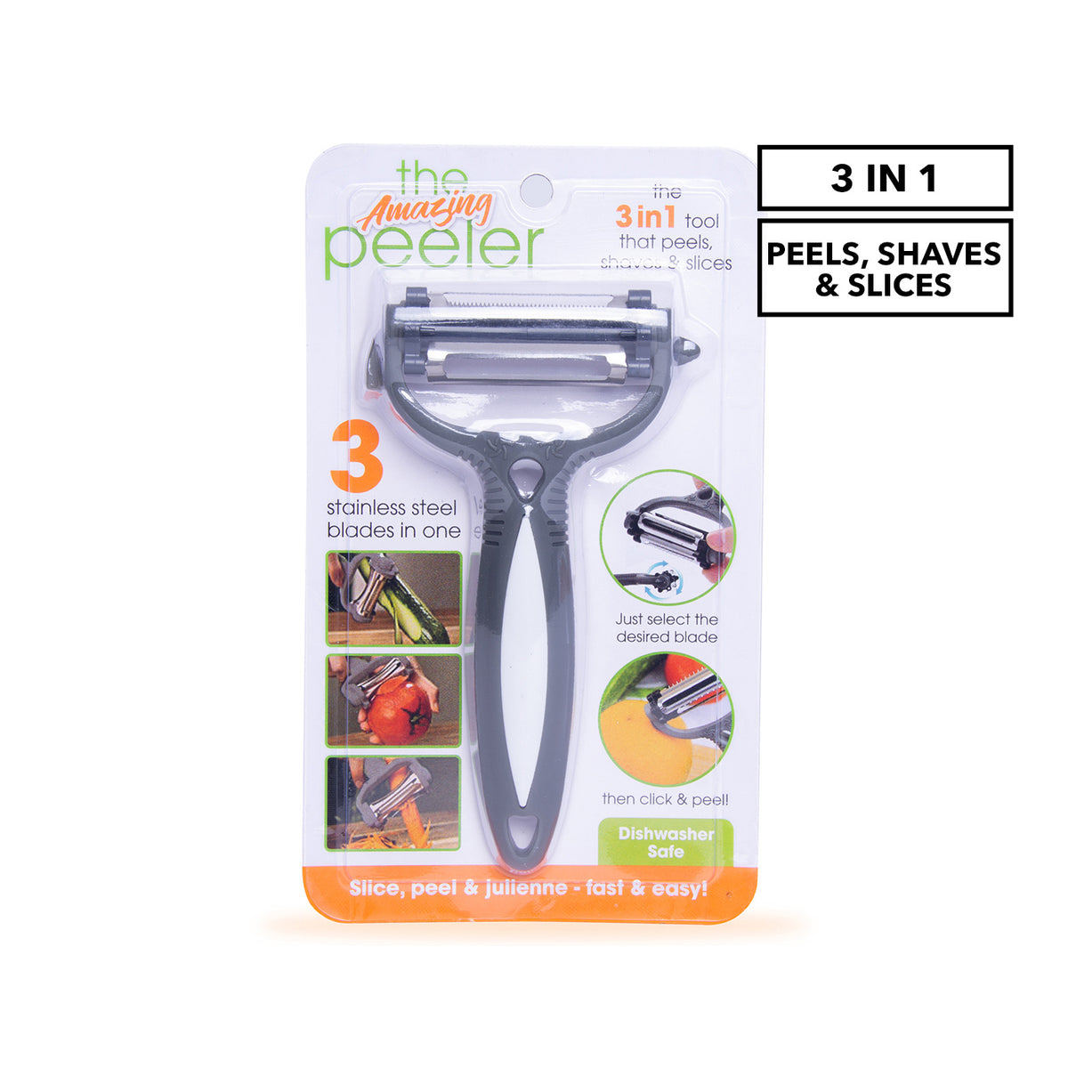 The Amazing Peeler Razor Sharp Versatile Blade Ergonomic Handle - Grey