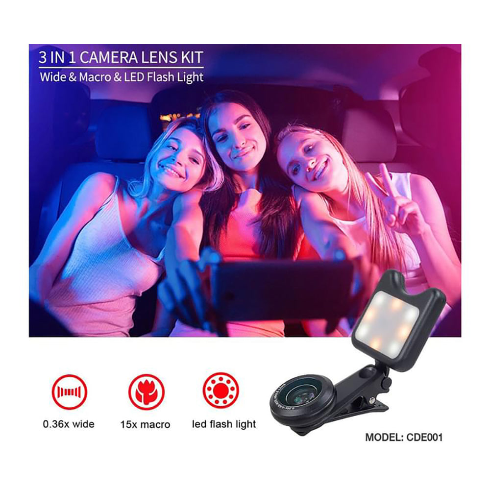 SONIQ Phone Camera Lens & LED Fill Light Kit